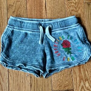 Chic 2 Chic Girls “Grateful to be at Camp” Gray Distressed Shorts EUC